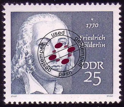1538 Persönlichkeiten Hölderlin 25 Pf O gestempelt