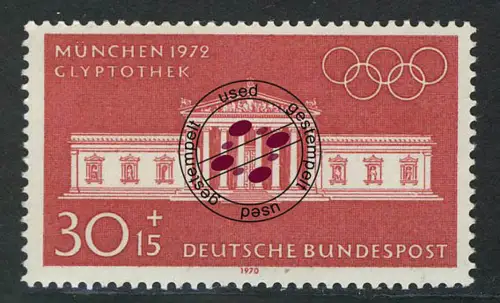 626 Olympische Sommerspiele 30+15 Pf Glyptothek, gestempelt O