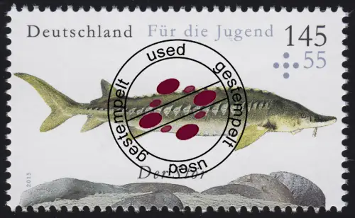 3171 Jugend - Süßwasserfische: Der Stör, gestempelt O