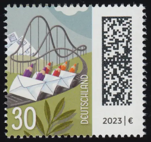 3732 Welt der Briefe: Briefbahn 30 Cent, nassklebend, postfrisch **