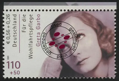 2221C Wofa Filmschauspieler Greta Garbo aus MH 46, gestempelt O
