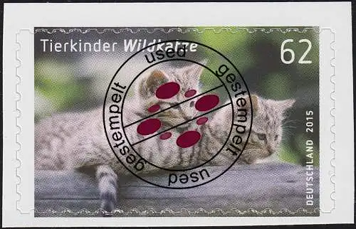 3130 Tierkinder: Wildkatze, selbstklebend aus FB 44, Bedarfs-O
