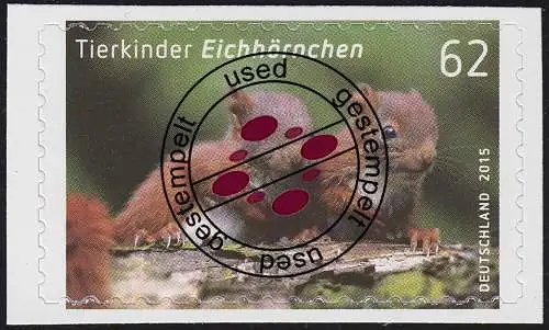 3129 Tierkinder: Eichhörnchen, selbstklebend aus FB 44, Bedarfs-O