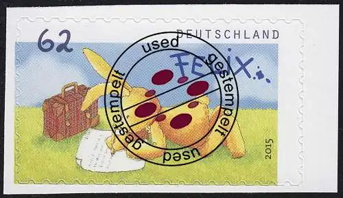 3142 Felix der Hase - Post von Felix 62 Cent, selbstklebend aus FB 46, Bedarfs-O