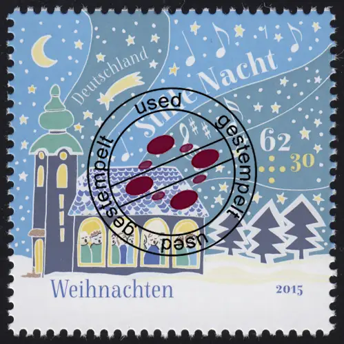 3183 Weihnachten - Stille Nacht, Heilige Nacht, nassklebend, gestempelt O