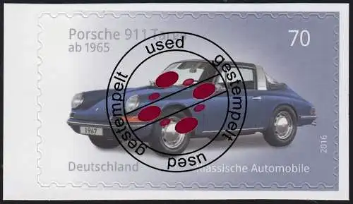 3213 Automobile: Porsche 911 Targa, selbstklebend aus FB 53, Bedarfs-O