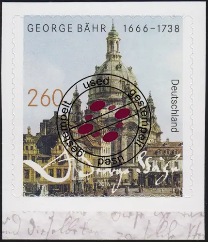 3224 George Bähr: Frauenkirche Dresden, selbstklebend aus MH 104, Bedarfs-O