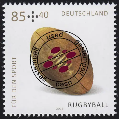 3236 Sporthilfe - Spielbälle: Rugbyball O gestempelt