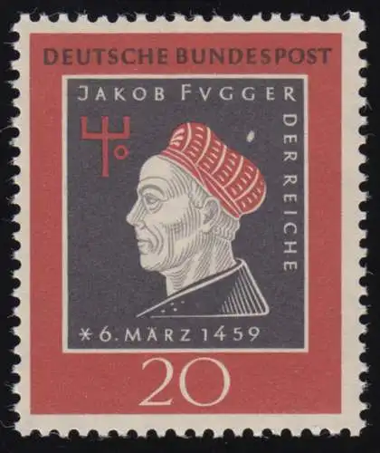 307 Fugger mit weißem Fleck über der Mütze, postfrisch **