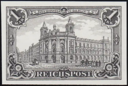 63 SD Kaiserreich 1 Mark, REICHSPOST, Marke als Schwarzdruck der Post