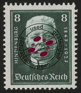 403 Nothilfe Hindenburg 8 (+7 Pf) O