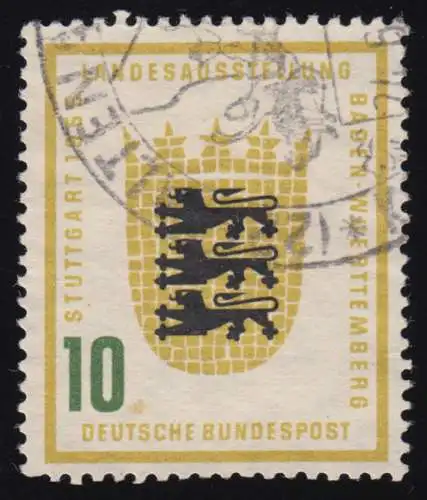 213 Baden-Württ. 10 Pf mit Fleck neben der 0 über TS, gestempelt O
