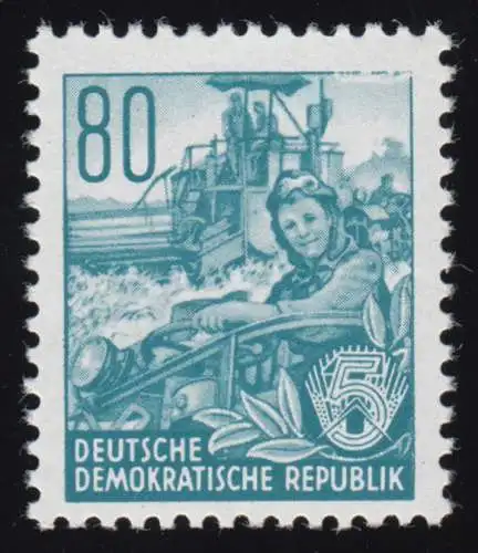 378 Fünf-Jahr-Plan Offset 80 Pf. mit PLF gebr. Rahmen oben rechts, postfrisch **