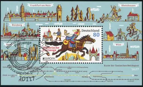 Block 86 Europa - Historische Postwege 2020, Erstverwendungsstempel BERLIN