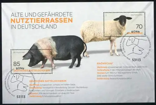 Block 81 Nutztierrassen: Rhönschaf und Deutsches Sattelschwein ESSt Bonn