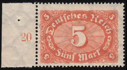 194c Freimarke Ziffer im Oval 5 Mark Wz 2, postfrisch ** farbgeprüft Infla