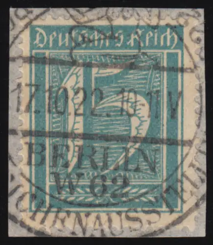 179 Freimarken, Ziffern 15 Pf. mit Wz.2 auf Briefstück 17.10.22, gepr. Infla