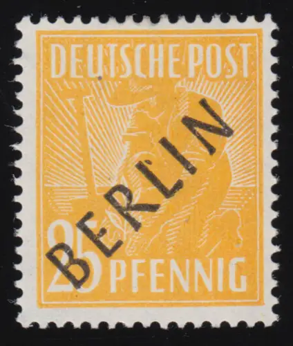 10I Schwarzaufdruck 25 Pf PLF L-Strich, postfrisch ** geprüft Schlegel BPP