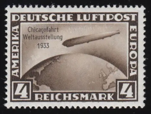 498 Chicagofahrt 4 RM, sauber nachgummierte Marke, (*)