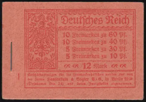 MH 15 Germania+Ziffer November 1921 * / Haftstellen unten an den Blättern