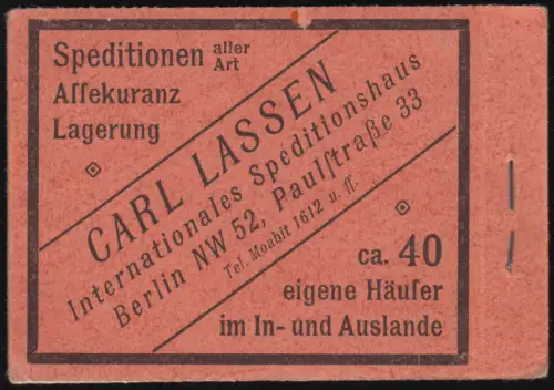 MH 15 Germania+Ziffer November 1921 * / Haftstellen unten an den Blättern