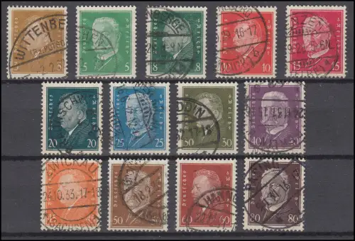 410-422 Reichspräsidenten 1928, kompletter Satz mit zeitgerechten Rundstempeln O