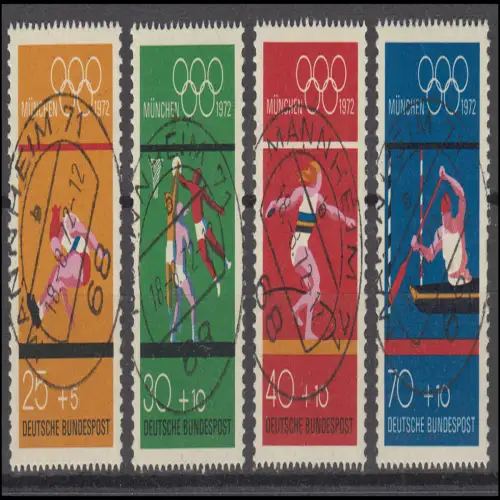 734-737 Satz aus Block 8 Olympia 1972 zentrische Tages-O vom ET 18.8.72