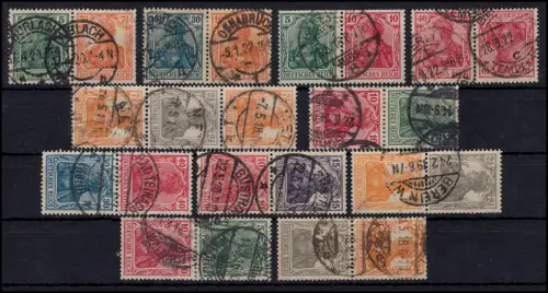 Zusammendruck-Lot Germania, schöne, bedarfsgerechte Stempel O