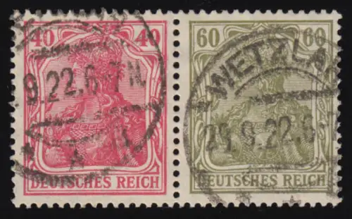 W 17 Germania-ZD 40/60 Pf., gestempelt O, geprüft Infla