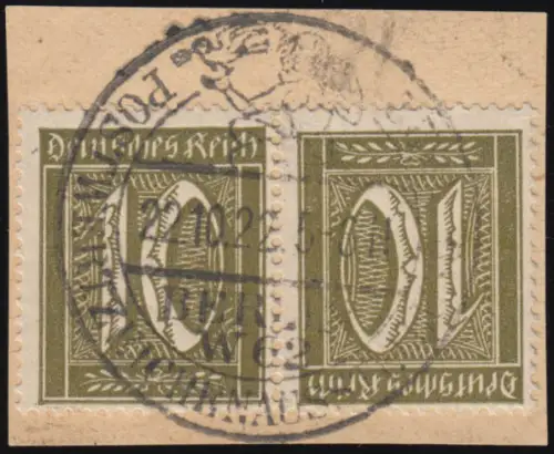 K 5 Kehrdruck Ziffern 10/10 Pf., gestempelt O auf Briefstück