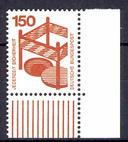 703 Unfallverhütung 150 Pf Ecke ur ** postfrisch