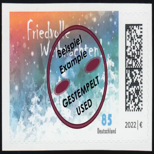 3730 Friedvolle Weihnachten, selbstklebend aus FB 122, Bedarfsstempel O