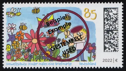 3701 Kinder malen eine Briefmarke, O gestempelt