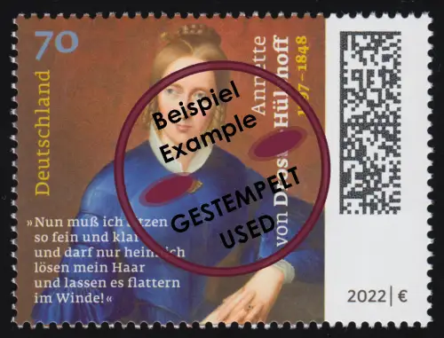 3658 Annette von Droste-Hülshoff, gestempelt O