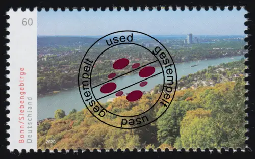 3510 Panorama Bonn / Siebengebirge, links, gestempelt O