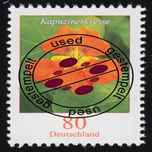 3469I Blume Kapuzinerkresse 80 Cent, nassklebend, Raster 45/45, O gestempelt
