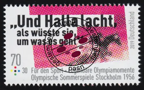 3460 Sporthilfe 70 Cent: Olympia Stockholm 1956 - Und Halla lacht, O