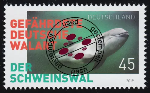 3436 Gefährdete deutsche Walart: Der Schweinswal, nassklebend, O