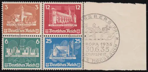 576-579 ZD aus Block 3 OSTROPA 1935, ZD-Vbl., gestempelt SST Königsberg