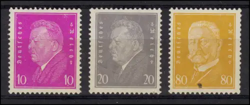 435-437 Reichspräsidenten 1930, Satz **, 437 mit Papiereinschluss