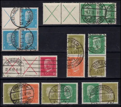 Zusammendruck-Lot Reichspräsidenten, schöne, bedarfsgerechte Stempel O