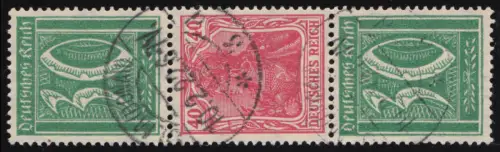 S 28 Germania/Ziffern 30/40/30 Pf., ungefaltet gestempelt O Ulm 10.2.22