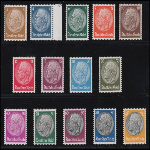 482-495 Hindenburg Wasserzeichen Waffeln, kpl. Satz ** FA Schlegel einwandfrei