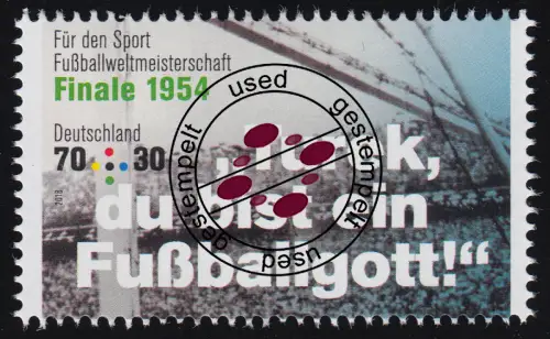 3380 Fußball-WM Turek Fußballgott 70 Cent, gestempelt O