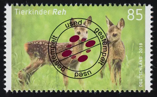 3352 Tierkinder Reh (Rehkitz), nassklebend, gestempelt O