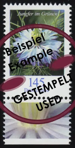 3351 Blume Jungfer im Grünen 145 Cent, aus Bogen, gestempelt O