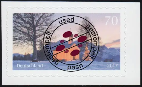 3346 Weihnachtliche Kapelle, selbstklebend aus FB 71, Bedarfs-O