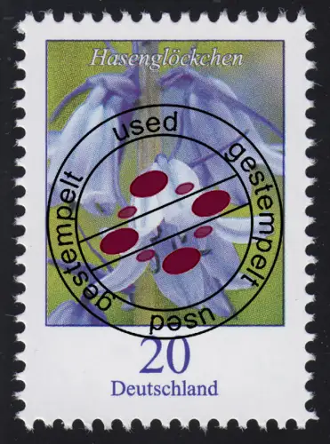 3315 Blume Hasenglöckchen 20 Cent, nassklebend, gestempelt O