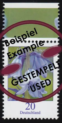 3315 Blume Hasenglöckchen 20 Cent, nassklebend, aus Bogen, gestempelt O
