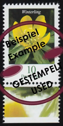 3314 Blume Winterling 10 Cent, nassklebend, aus Bogen, gestempelt O